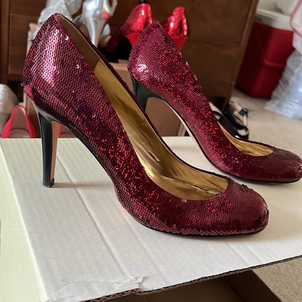 Ruby Red Sequin Heels - image 2